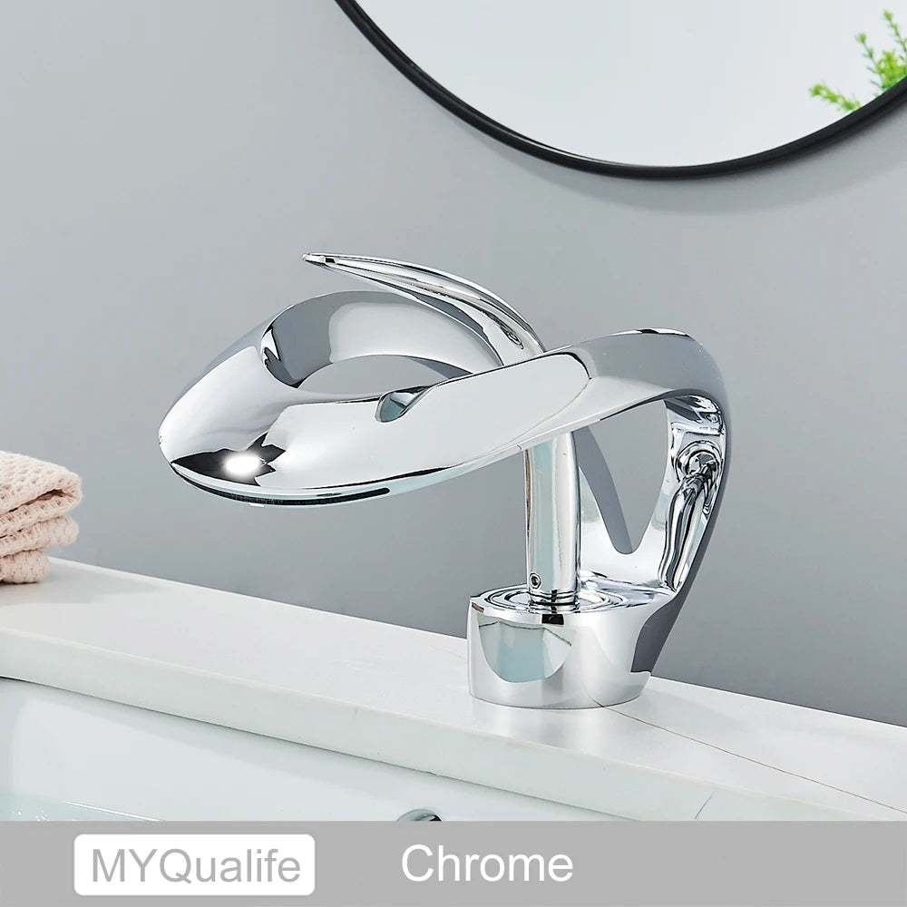 Brass New-Style Basin Faucet Bathroom Mixer Tap Hot Cold Water Deck Mounted  Luxury Sink Faucet