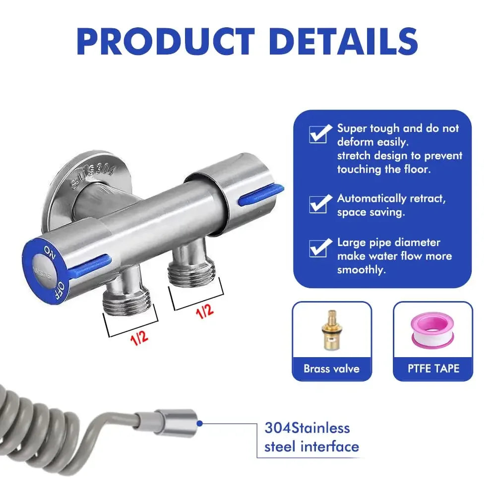 304 Stainless Steel Spray Gun Shower Handheld Bidet Sprayer Set