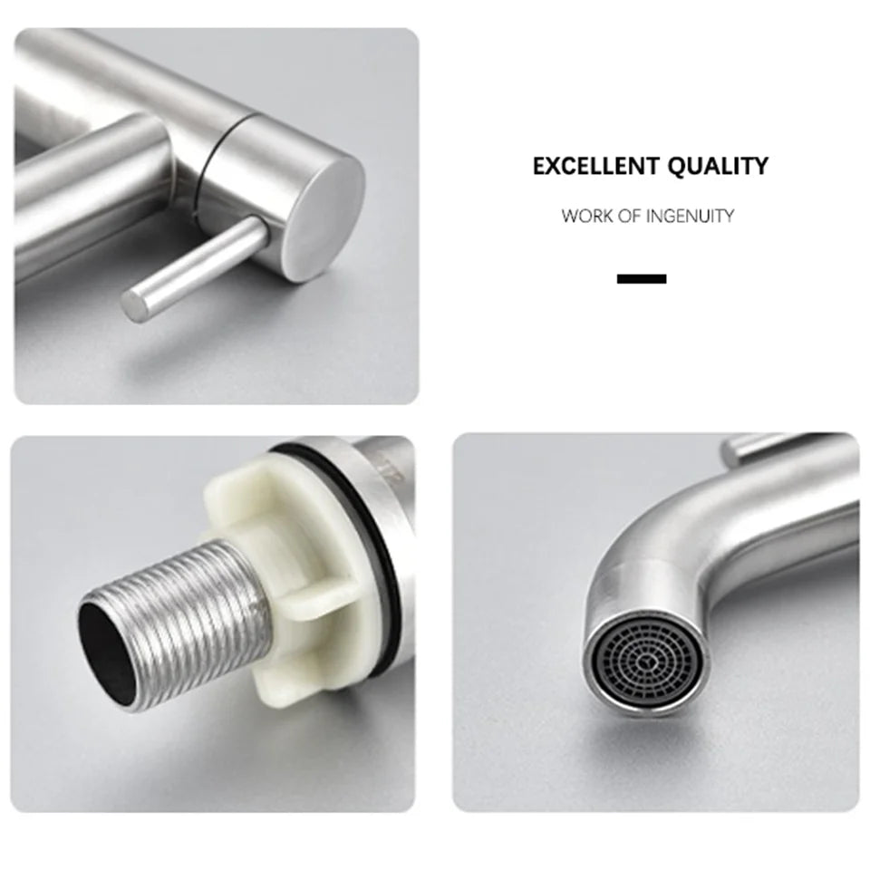 cold basin faucet stainless steel  deck installation