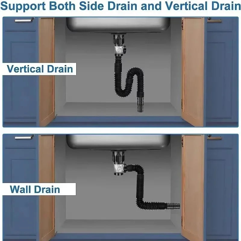 Flip Top Anti-Odor Drain Pipe Set Kitchen Sink Drain Retractable  Anti Clogging