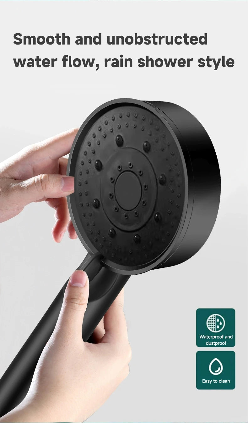 5 Modes Pressure Boost Shower Head Multifunction Adjustable Large Water Shower