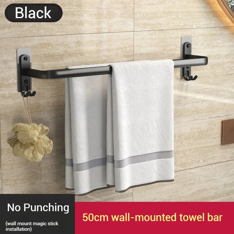 ZEXEF 1/2 Layer Bathroom and Shower Accessories for Bath Towel Rack Organizer Black Drilling Movable