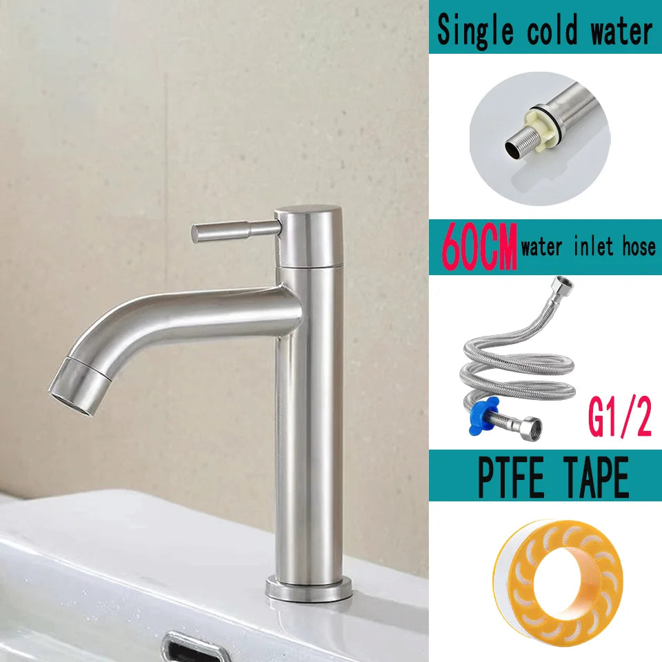 cold basin faucet stainless steel  deck installation