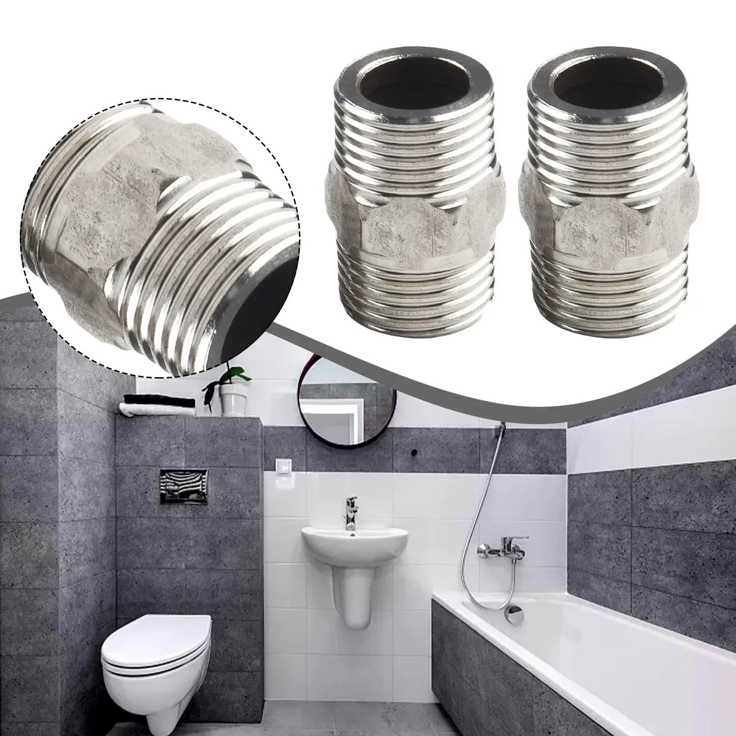 2 Pcs Shower Hose Extension Pipe Universal Hose Extender