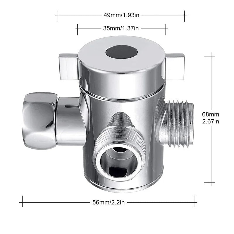 ABS Diverter Valve 1/2 Inch 3 Way Water Separator Shower Tee Adapter Adjustable Faucet Switcher