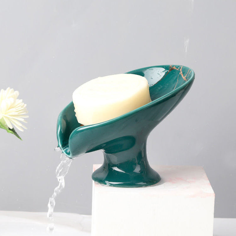 ceramic Leay shower soap holder, drain hole tray