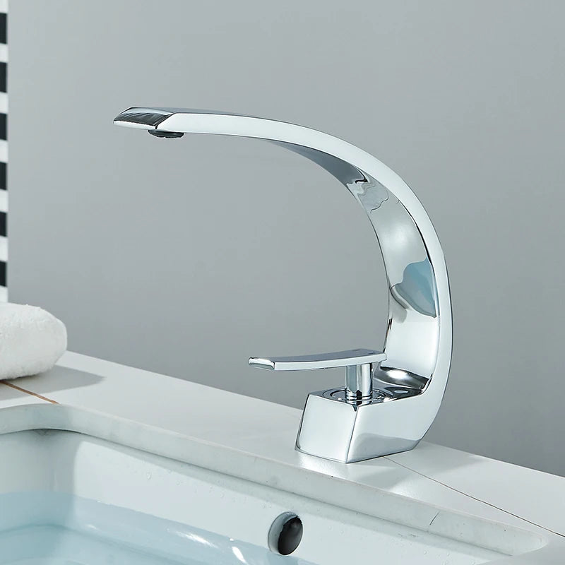 Luxury Brass Basin Faucet Deck Mounted Black Hot Cold  Mixer Tap Single Hole For Bathroom