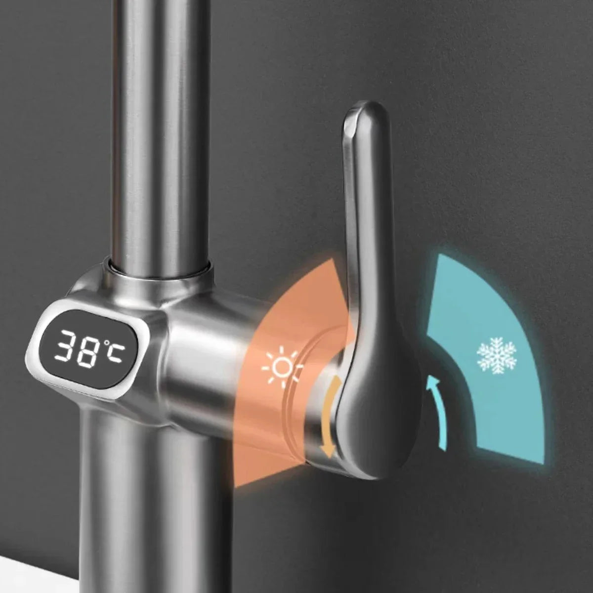 Kitchen Faucet Temperature, Pull Out Kitchen Sink Faucet Digital Display Function Rotatable