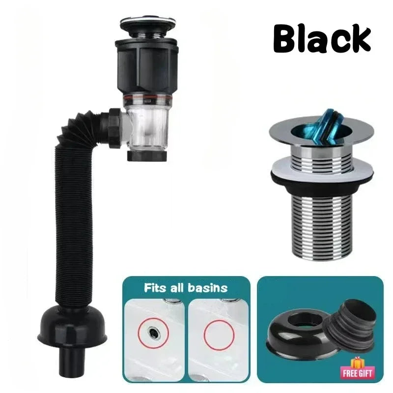 Flip Top Anti-Odor Drain Pipe Set Kitchen Sink Drain Retractable  Anti Clogging