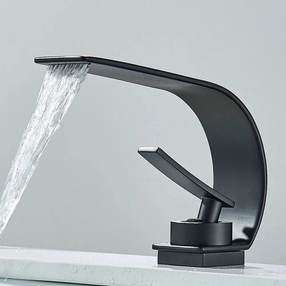 Waterfall Bathroom Sink Faucet Single Handle Basin Faucet Hot Cold Water Mixer