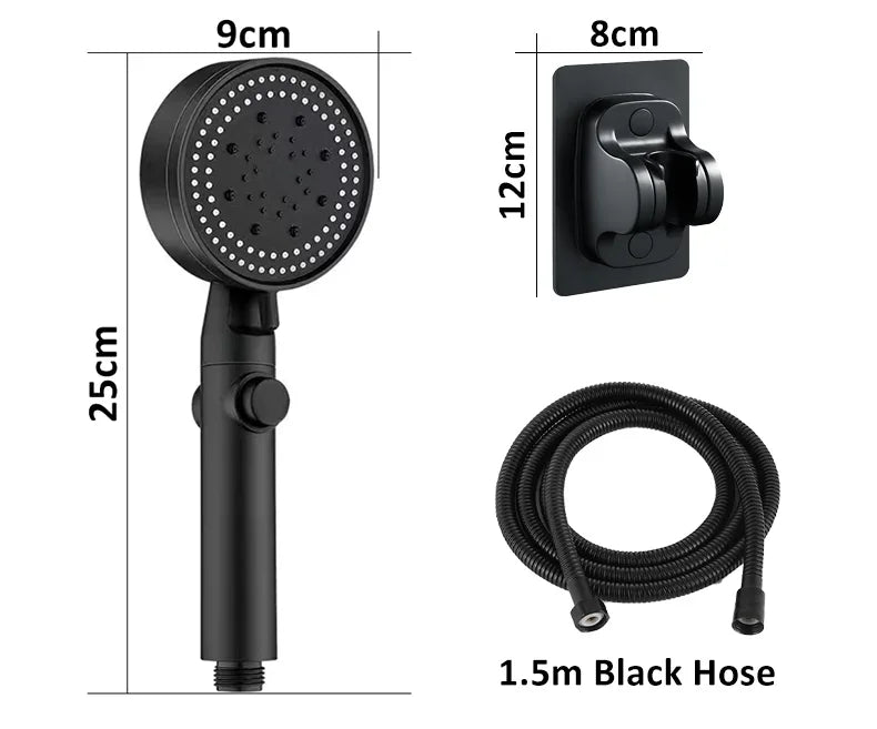 High Pressure Shower Head 5 Modes Adjustable One-Key Stop Spray Nozzle