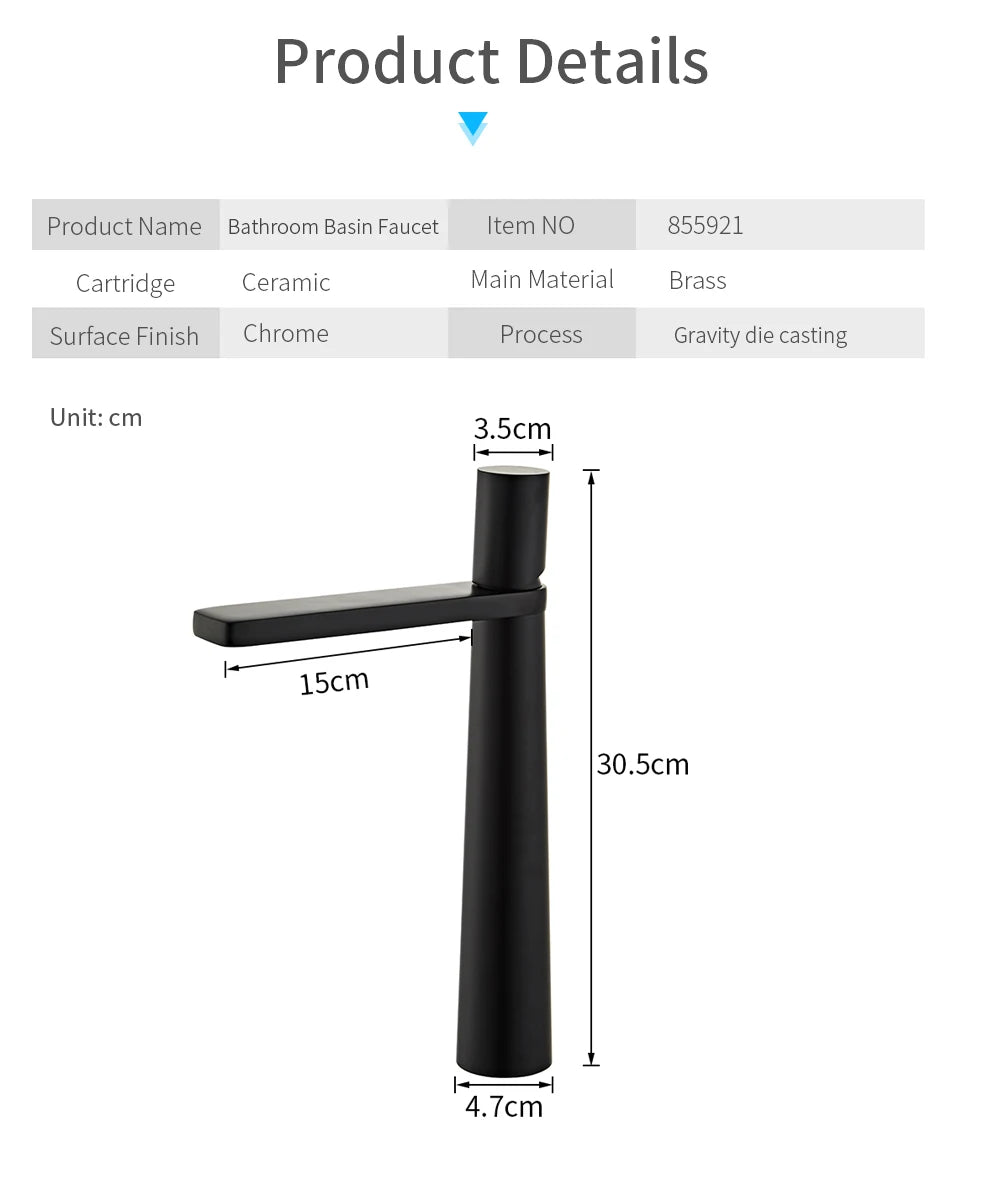 Basin Faucet Brass Mixer ,Black/Chrome Wash basin Faucet Single Handle Hot and Cold