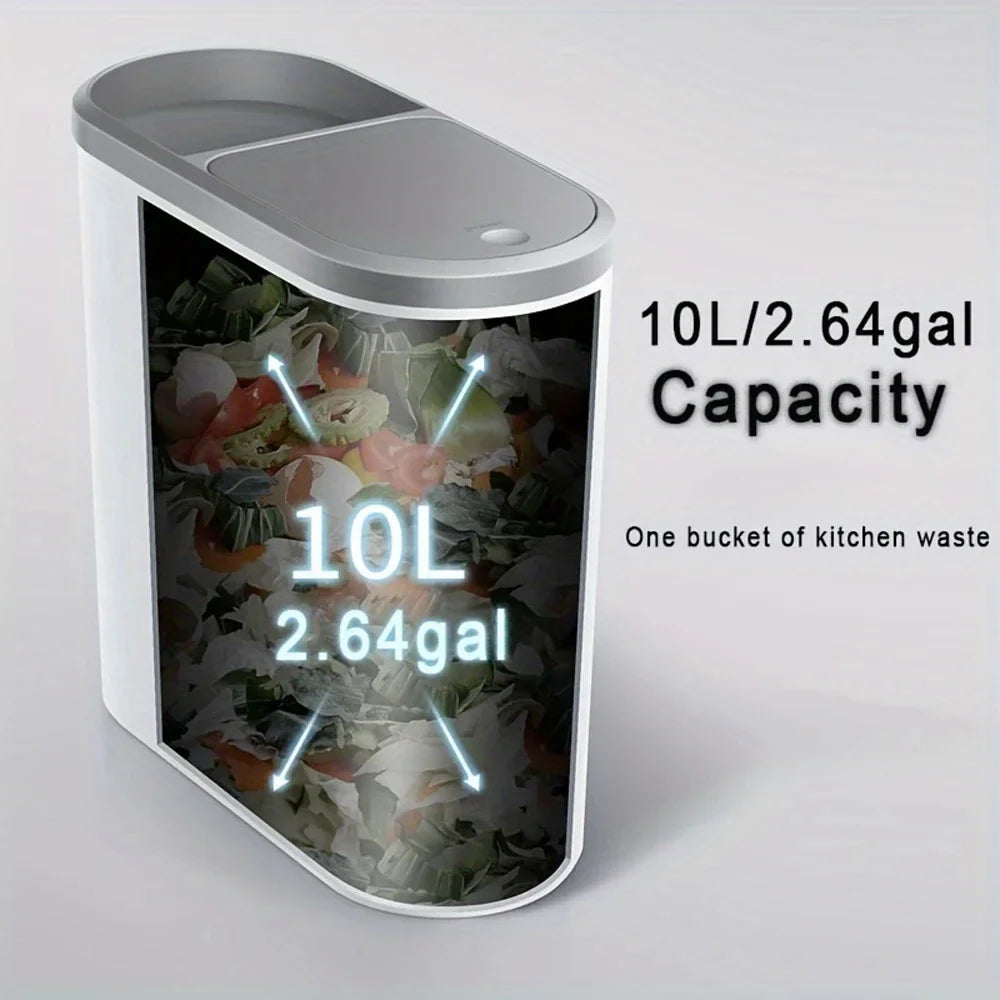 Plastic Trash Can with Lid Compact Press-Type Top Space-Saving Design for Bathroom Kitchen Living Room