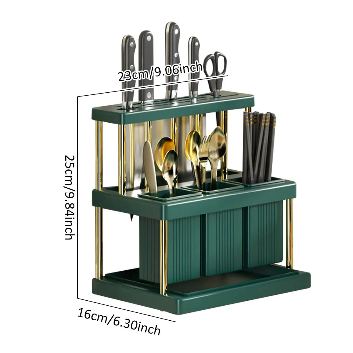 Kitchen Knife Holder Multi-Function Cutter and Cutlery Drainer Rack PP Space Saving Kitchen Utensil Organizer Rack