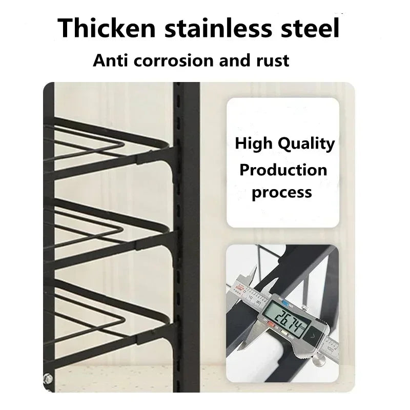 Kitchen Under Sink Pot Holder Multilayer Frying Pan Rice Cooker Seasoning Storage Rack Adjustable Stainless Steel Organizer