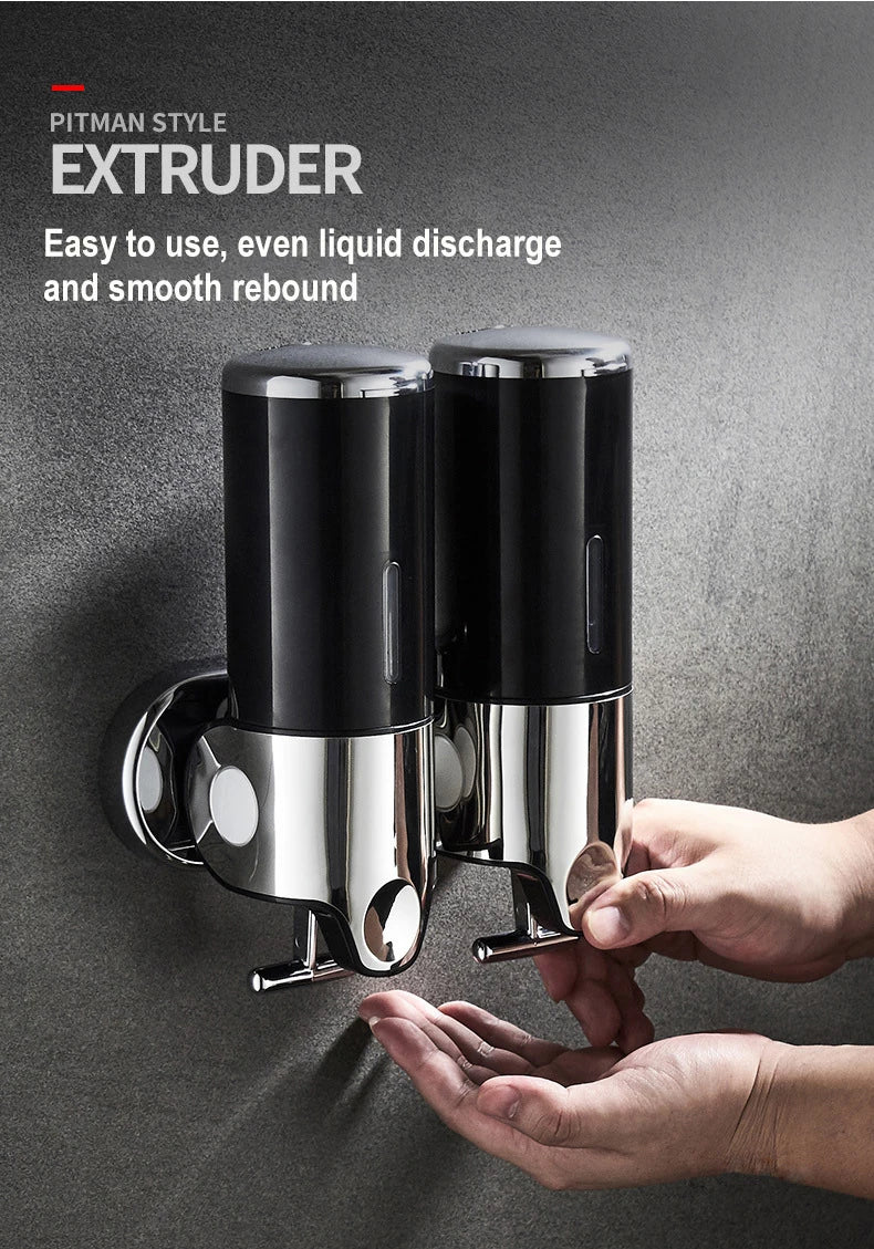 500ML Shampoo Soap Liquid Dispenser Single/Double/Triple Wall Mounted Square Manual Shower Shampoo Liquid Dispenser