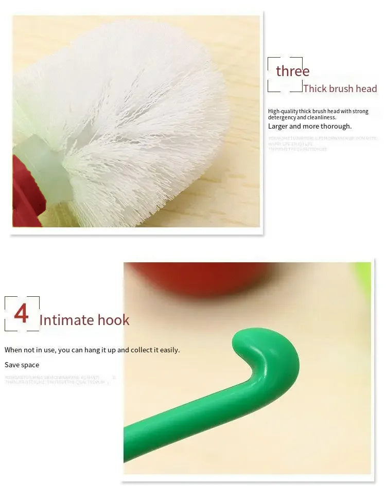 Red Toilet Brush Creative Lovely Cherry Shape Lavatory Toilet Brush Holder Set