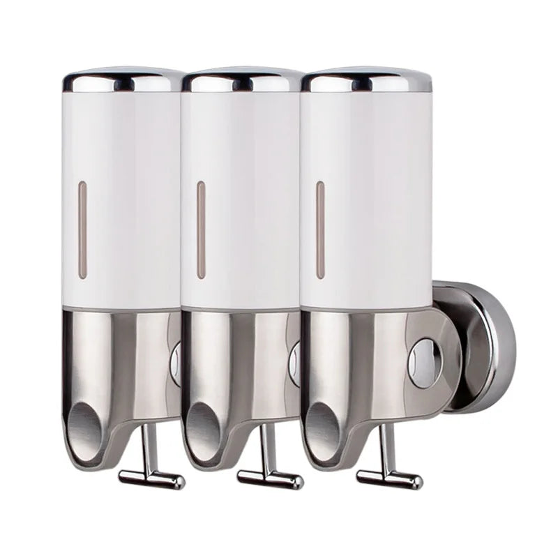 500ML Shampoo Soap Liquid Dispenser Single/Double/Triple Wall Mounted Square Manual Shower Shampoo Liquid Dispenser
