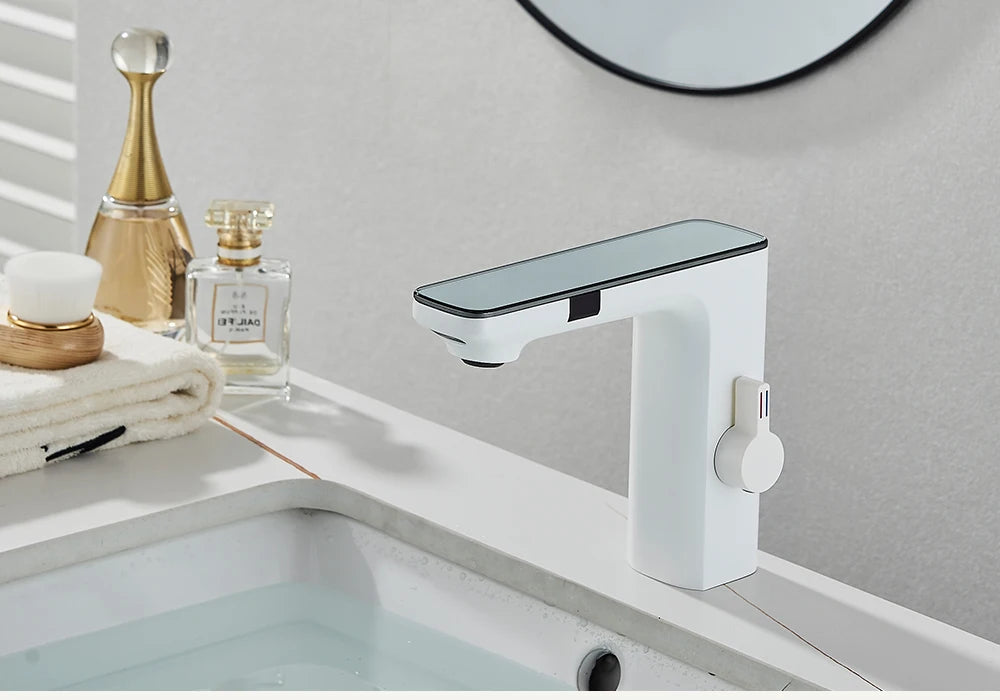 Touchless Sensor Basin Faucet Smart Digital Display  Faucets  Hot Cold Water Mixer