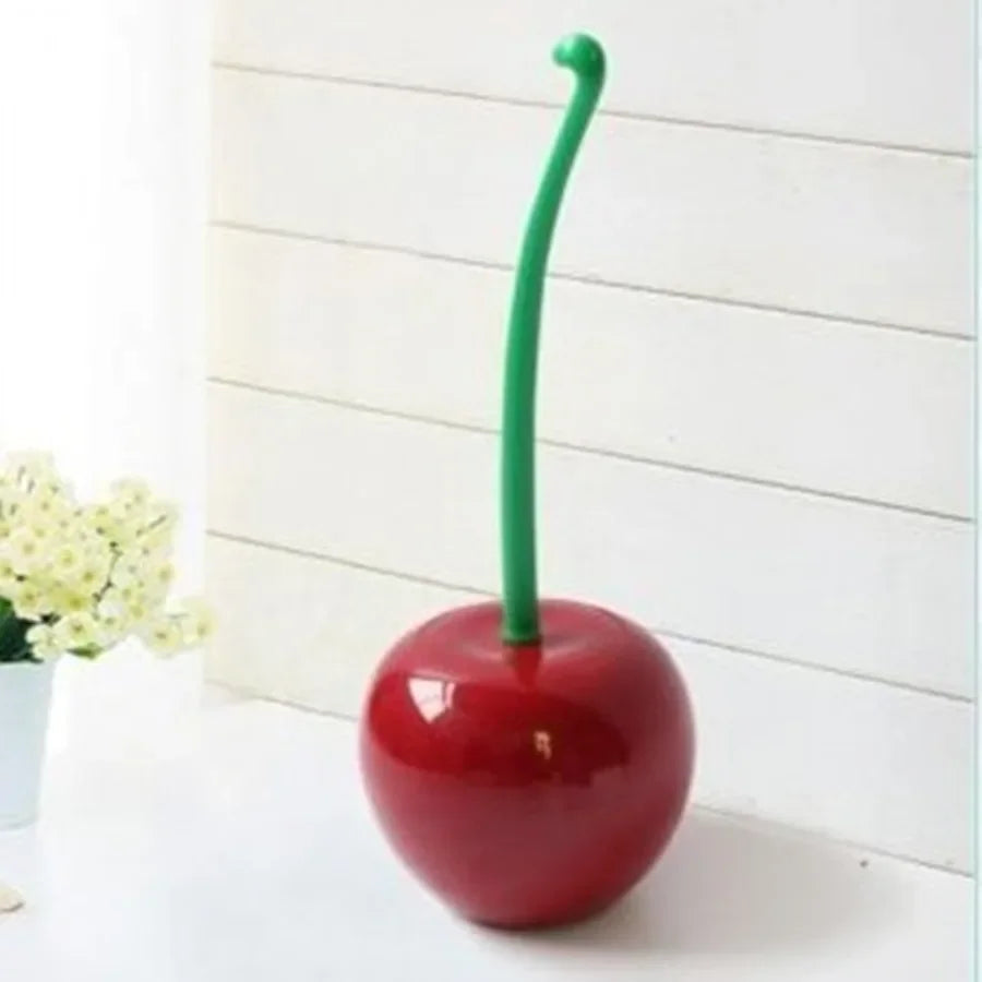 Red Toilet Brush Creative Lovely Cherry Shape Lavatory Toilet Brush Holder Set
