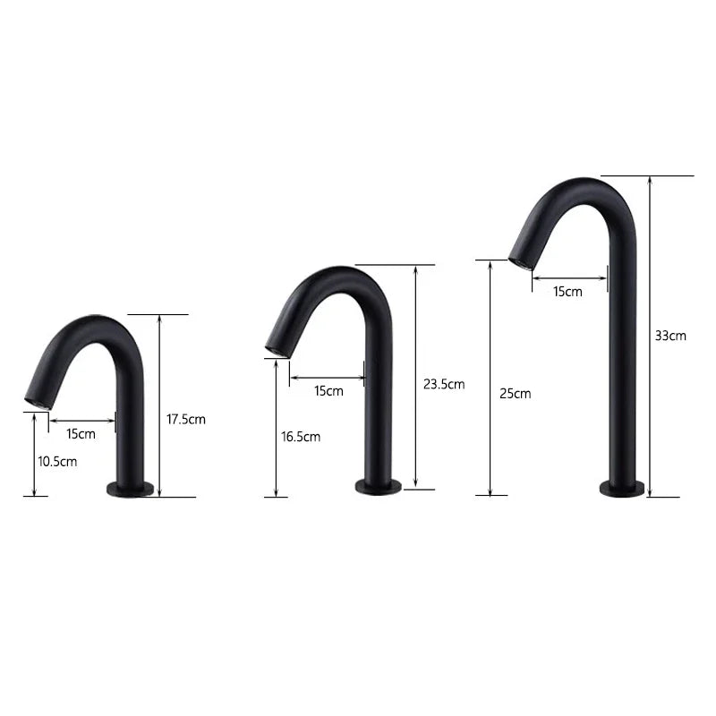 Matte Black Sensor Basin Faucet Single Cold Water Sink Tap Deck Mount Bathroom Automatic Sense Mixer Battery Powered