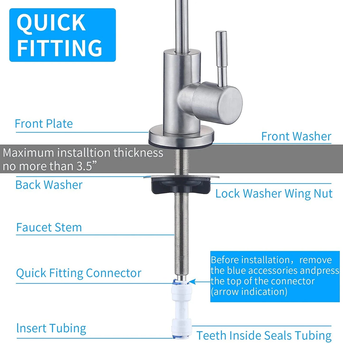 Water Purifier Faucet, Lead-Free Filtered Faucet Fits Reverse Osmosis Units