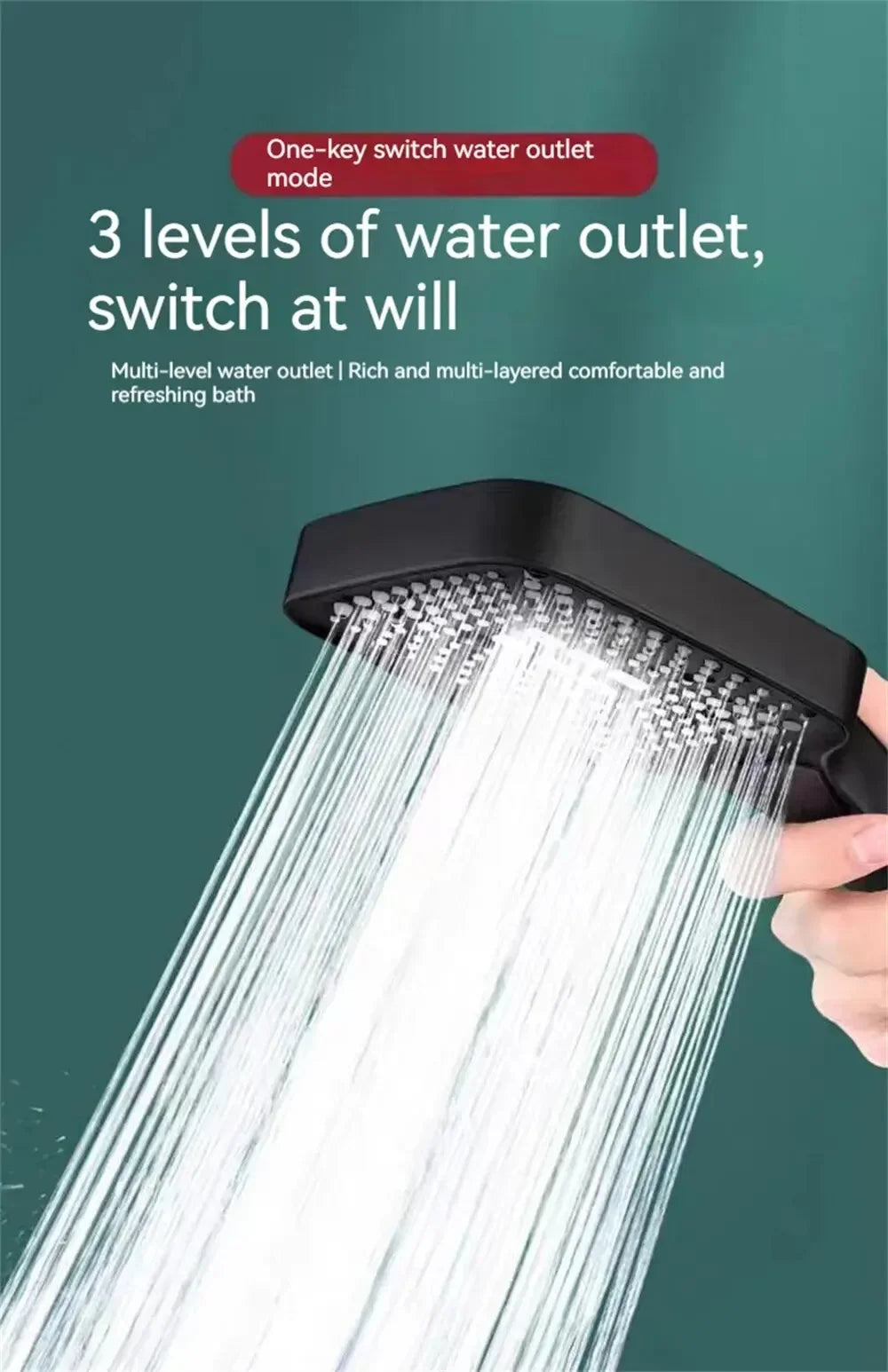 Adjustable Shower Head 3 Mode Rainfall Shower Large Flow Showerhead High Pressure