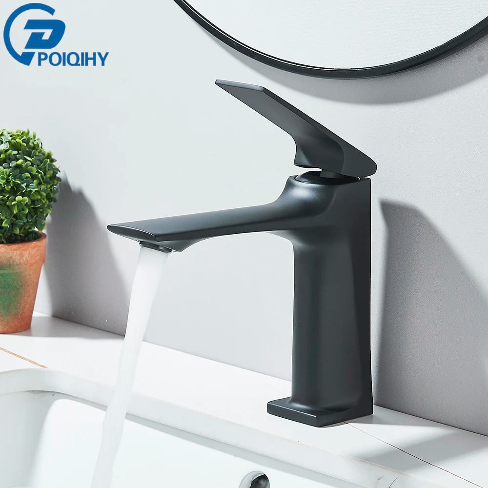 Black Bathroom Faucet Deck Mounted Bathroom Sink Mixer Tap Single Lever Faucets Chrome/White/Grey/Brushed Gold