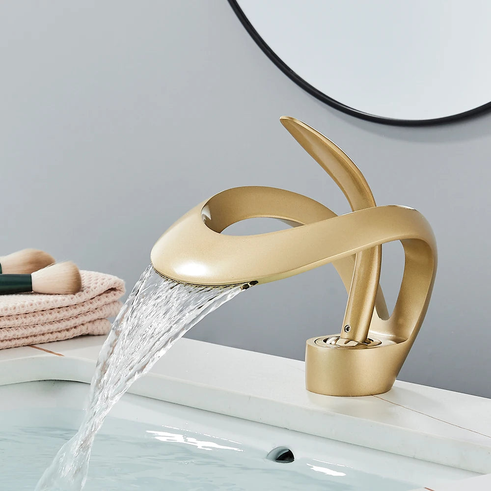 Brass New-Style Basin Faucet Bathroom Mixer Tap Hot Cold Water Deck Mounted  Luxury Sink Faucet