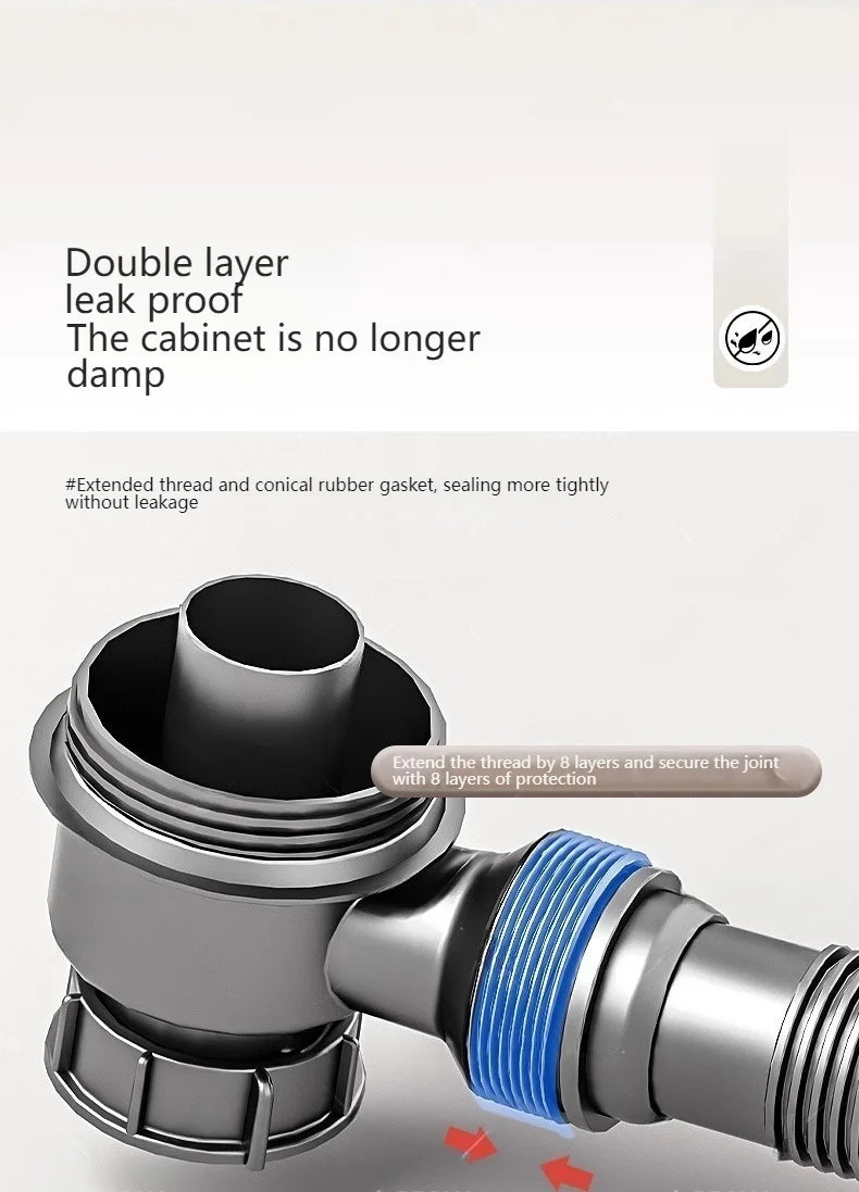 Kitchen Sink Sewer Odorous Drainage Pipe, Double Sink Drainage Pipe Set