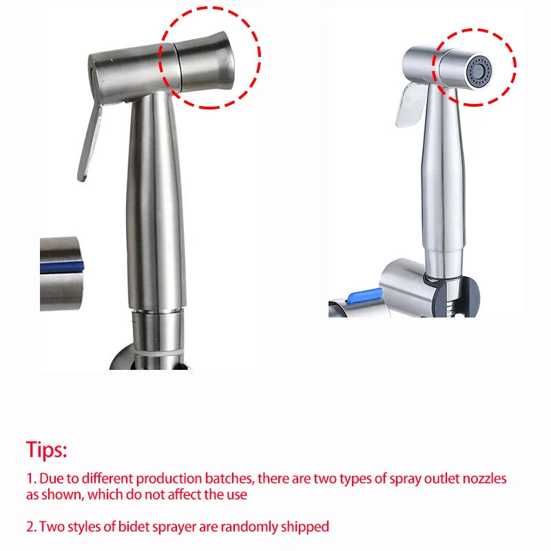 Bidet Sprayer Set 304 Stainless Steel Two Way Faucet With 1.5M Flexible Hose