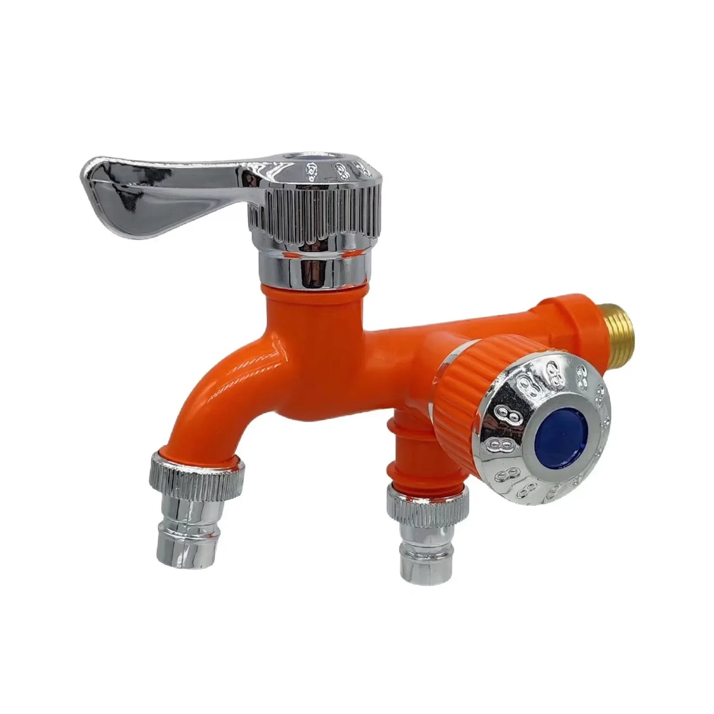 Faucet Double Outlet Dual Control Water Tap  Plastic Connector 1/2" Universal Interface