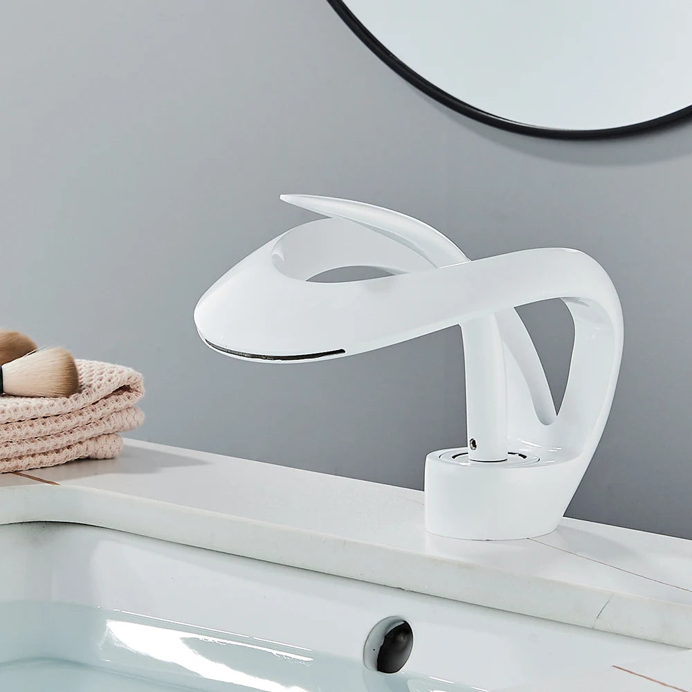 Brass New-Style Basin Faucet Bathroom Mixer Tap Hot Cold Water Deck Mounted  Luxury Sink Faucet