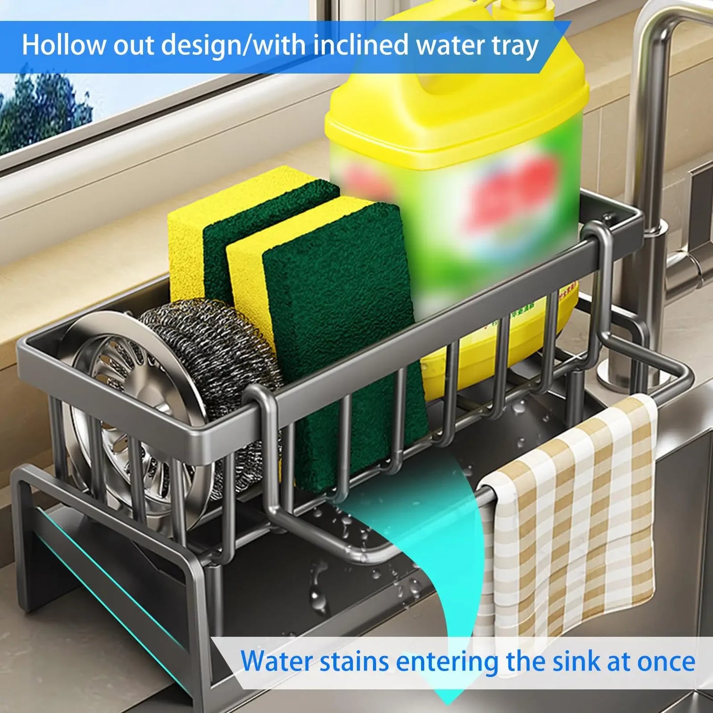 Kitchen Sink Drain Rack Organizer ABS Plastic Self-draining Sink Shelf Soap Sponge Holder Dishcloth Towel Rack filter basket