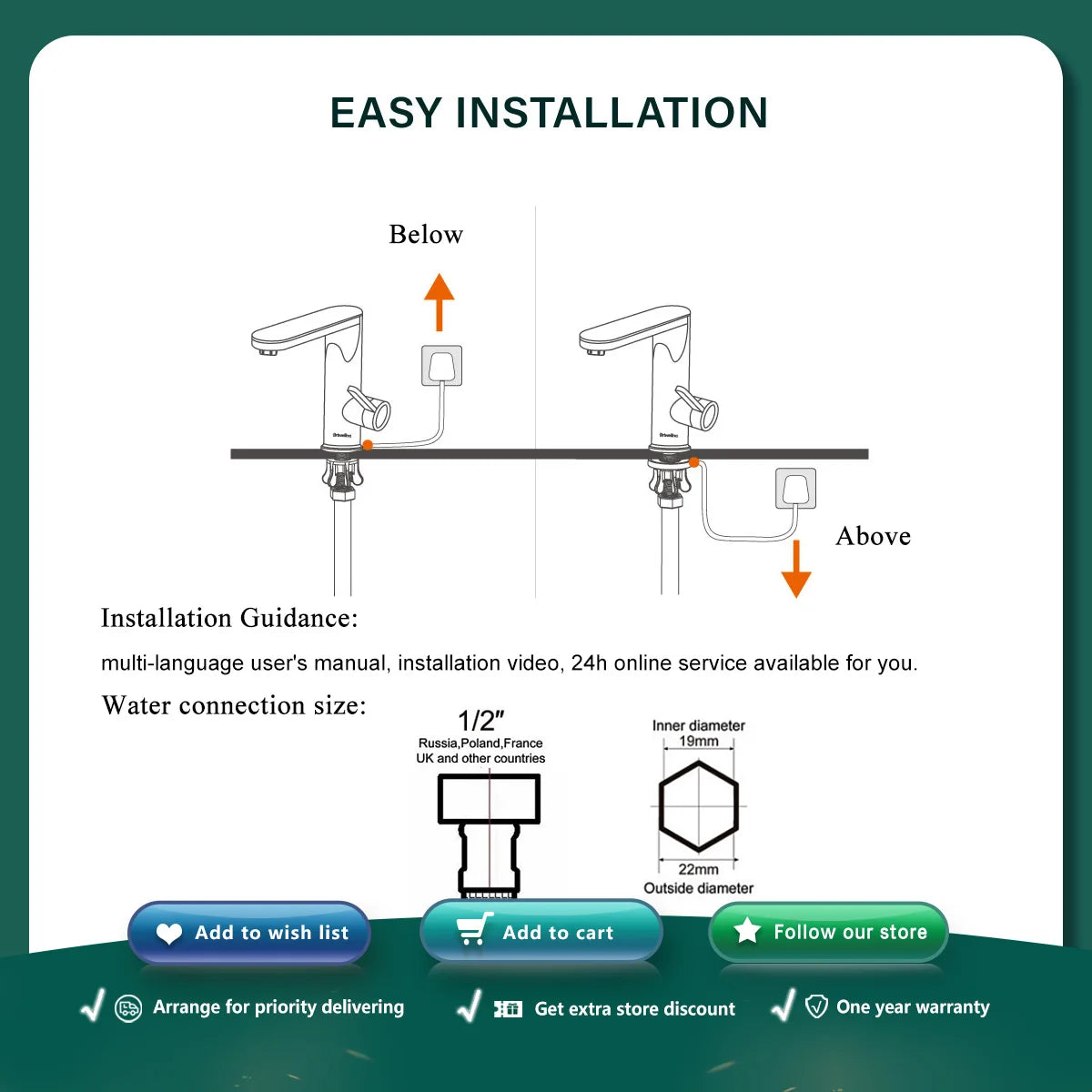 Electric Water Heater Hot Water Faucet 2 in 1 Basin Tap Tankless Geyser 220V Instant Water Heater Faucet