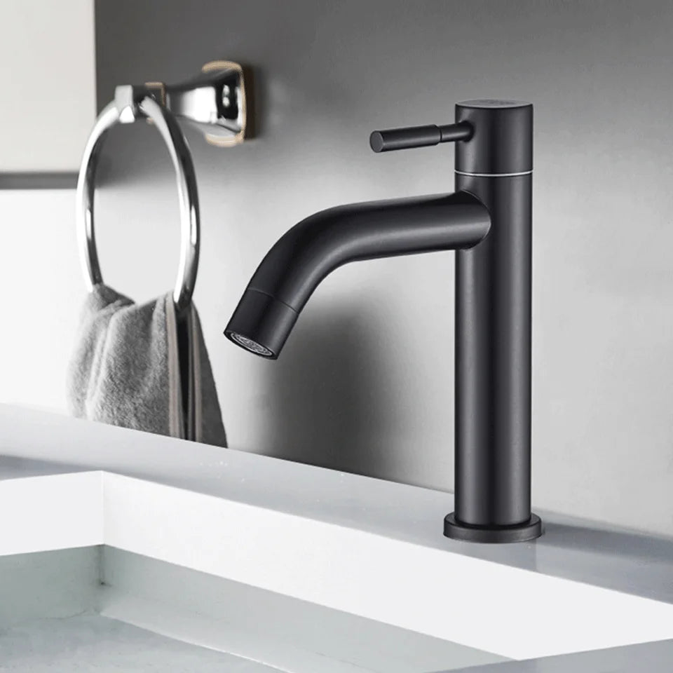 cold basin faucet stainless steel  deck installation