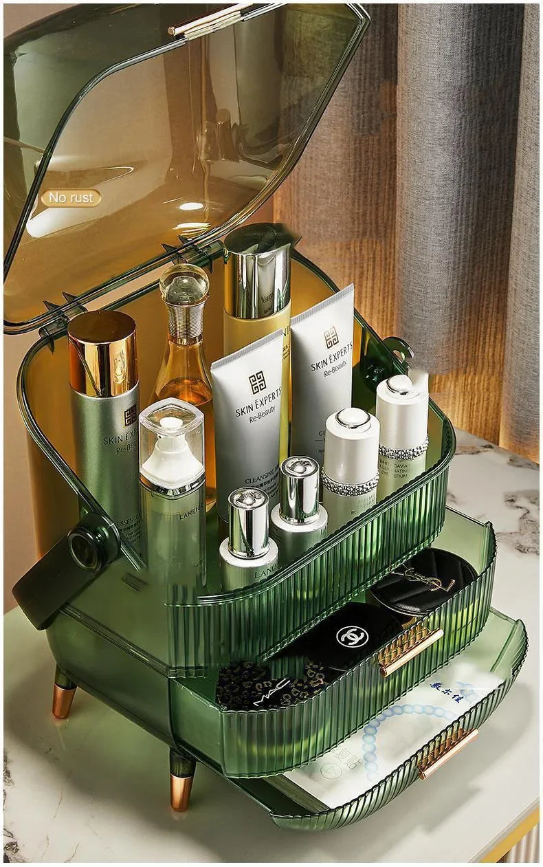 Cosmetics Storage Box Large Makeup Organizer Drawers Dustproof Display Cases for Vanity Makeup Brushes Holder with Lid