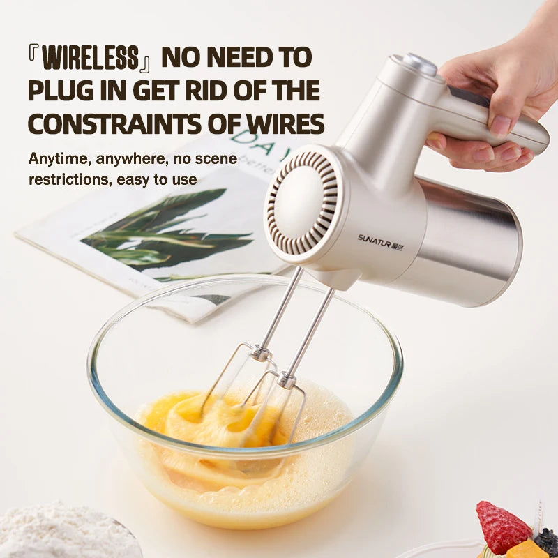 SUNATUR Handheld Electric Mixer  Wireless  Charging ,Egg Beater,  Cream Whipper 200W power 7 - Speed