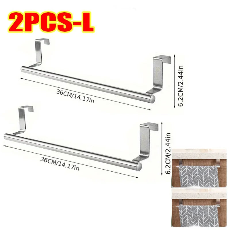 Towel Rack Over Door Towel Bar Hanging Holder,Stainless Steel Bathroom Kitchen Cabinet non-drilling rack