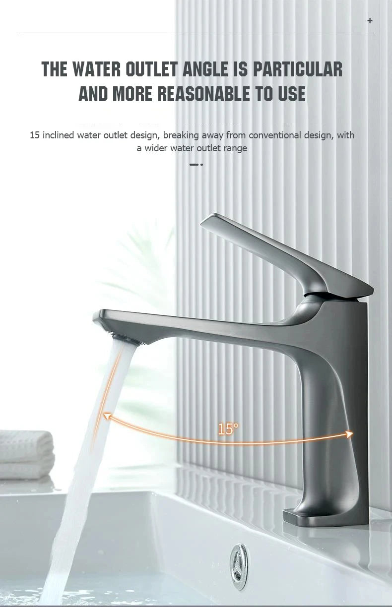 Brass Core Modern Bathroom Sink Faucet Single Handle Deck Mounted  Hot And Cold Mixer
