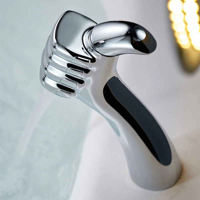Basin Faucet  Solid White Black Brass Chrome  Handle Water Sink Mixer