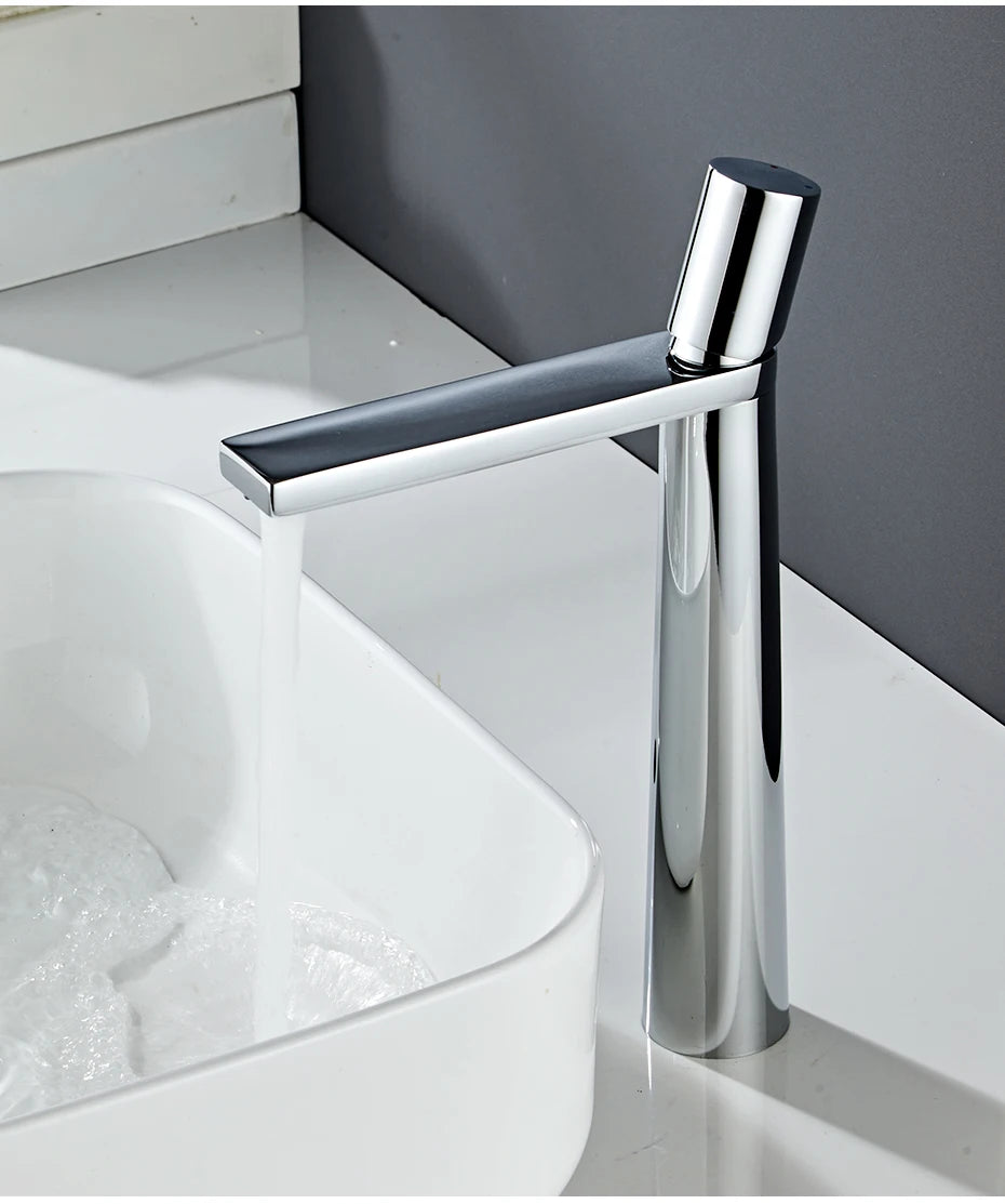 Basin Faucet Brass Mixer ,Black/Chrome Wash basin Faucet Single Handle Hot and Cold