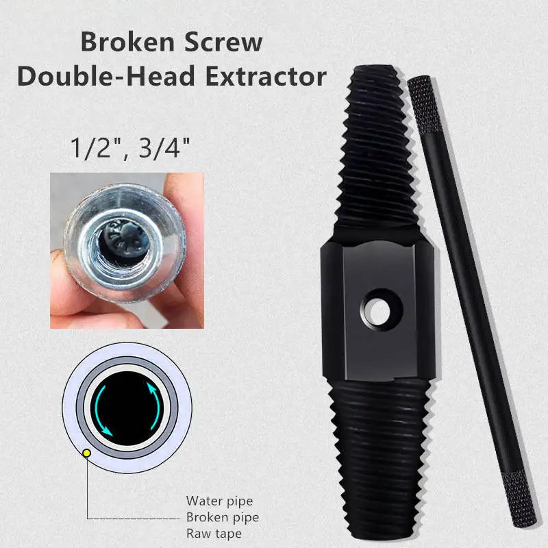 Double Head Wrench Faucet Valve Broken Screw Extractor Set Pipe Remover Damaged Wire Water Pipe Bolt Removal Plumbing Tools Set