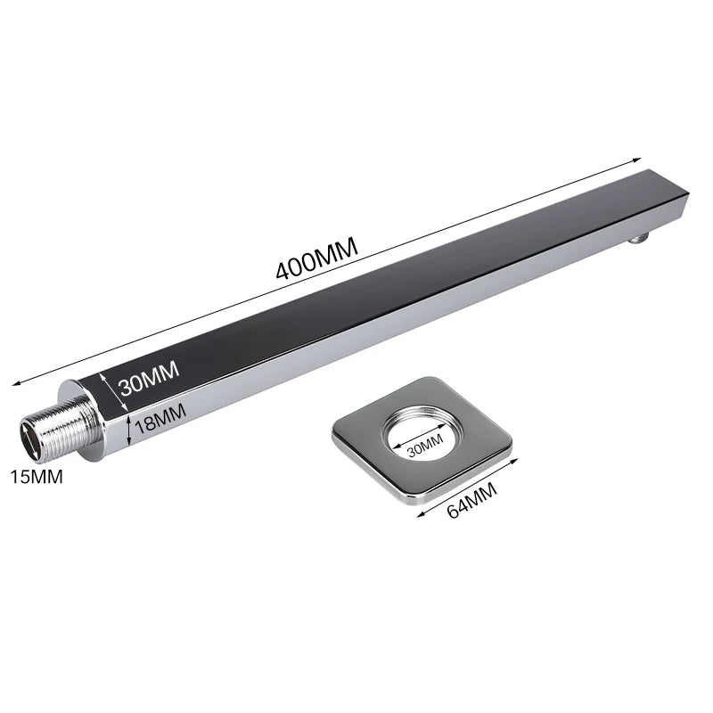 40cm Shower Extension Arm 304 Stainless Steel Wall Mounted Silver Polished Extra Arm