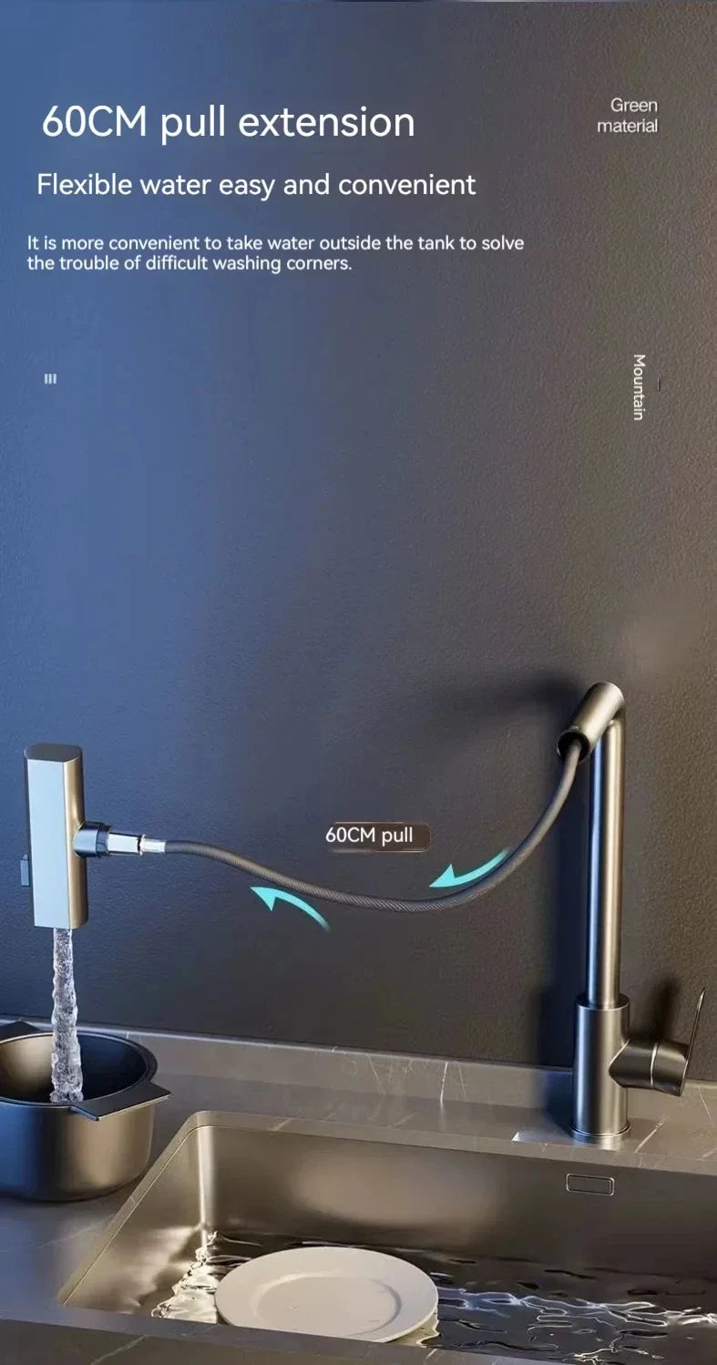 Pull Out Kitchen Faucet, Flexible Hot and Cold Water Kitchen Sink Mixer , Deck Mounted with Stream Shower Mode