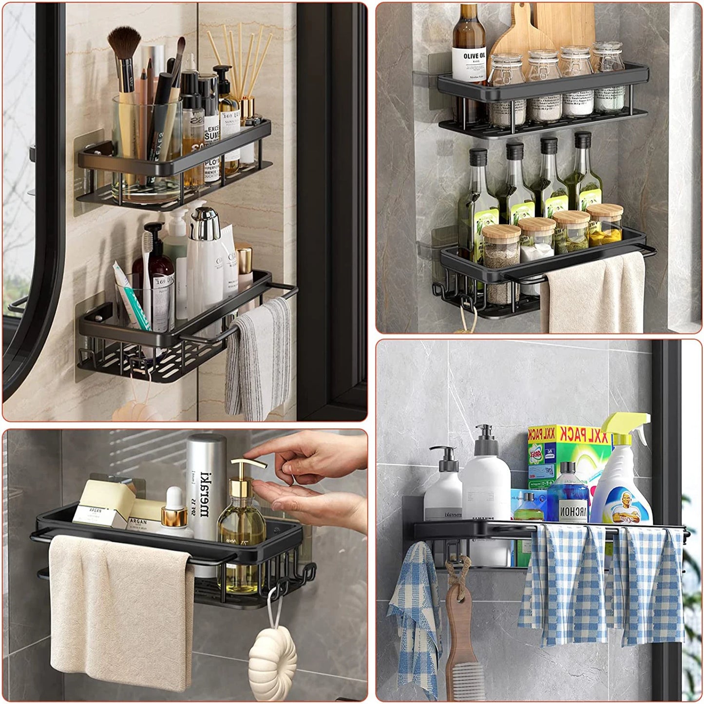 Bathroom Shelf Bathroom  Rack, Wall Shelves, No Drill Shelf