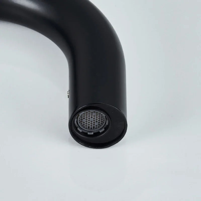 Matte Black Sensor Basin Faucet Single Cold Water Sink Tap Deck Mount Bathroom Automatic Sense Mixer Battery Powered