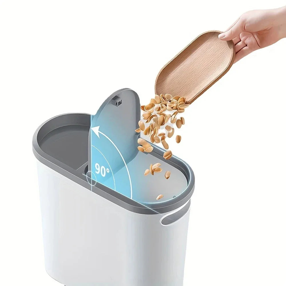 Plastic Trash Can with Lid Compact Press-Type Top Space-Saving Design for Bathroom Kitchen Living Room