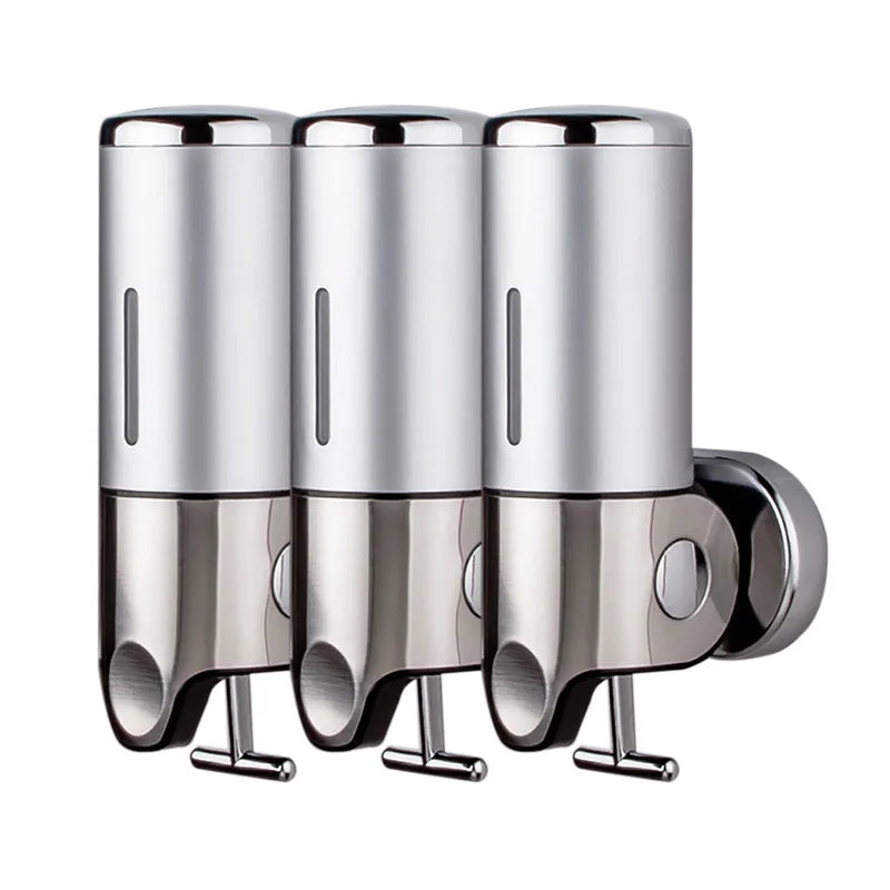 500ML Shampoo Soap Liquid Dispenser Single/Double/Triple Wall Mounted Square Manual Shower Shampoo Liquid Dispenser