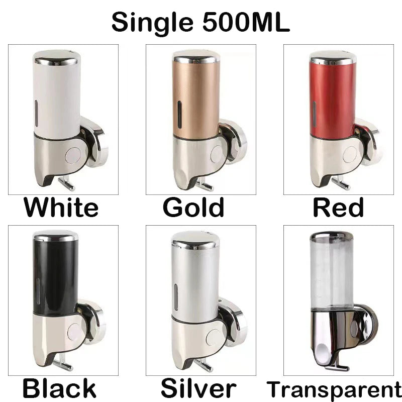 500ML Shampoo Soap Liquid Dispenser Single/Double/Triple Wall Mounted Square Manual Shower Shampoo Liquid Dispenser